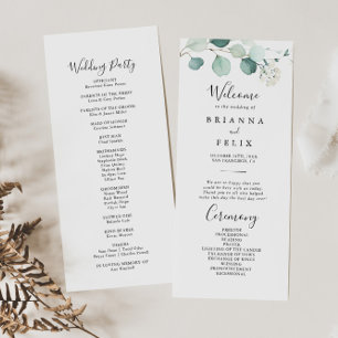 Summer Green Eukalyptus Foliage Wedding Program Programm