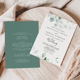 Summer Green Eukalyptus Front & Back Wedding Einladung