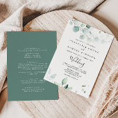 Summer Green Eukalyptus Front & Back Wedding Einladung