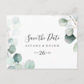 Summer Green Eukalyptus Horizontal Save the Date Postkarte (Vorderseite)