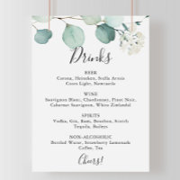 Summer Green Eukalyptus Wedding Drinks Menü Signat