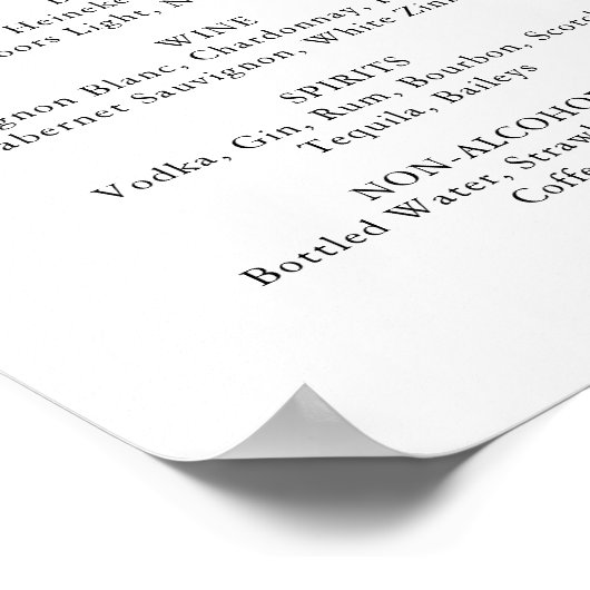 Summer Green Eukalyptus Wedding Drinks Menü Signat Poster (Ecke)