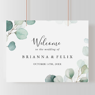 Summer Green Eukalyptus Wedding Willkommenszeichen Poster