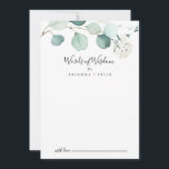 Summer Green Eukalyptus Wedding Words of Wisdom Hinweiskarte<br><div class="desc">Dieses Sommer grüne Eukalyptus Hochzeit Wörter der Weisheitsratenkarte ist perfekt für eine moderne Hochzeit. Das Design zeichnet sich durch hübsche handbemalte Aquarell-grüne Eukalyptus-Blätter aus und inspiriere natürlichen Charme. Diese Karten sind ideal für Hochzeiten, Brautparty, Babydusche, Graduiertenfest u.v.m. Personalisieren Sie die Karten mit den Namen der Braut und Bräutigam, den Eltern,...</div>