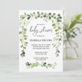 Summer Green Feath Baby Dusche Einladung (Stehend Vorderseite)