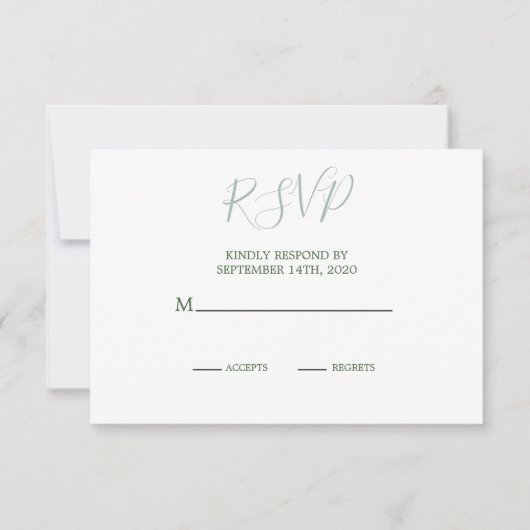 Summer Green Foliage Modernes elegantes Hochzeitss RSVP Karte (Vorderseite)