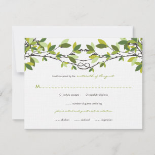 Summer Green Knotted Liebe Trees Wedding RSVP Card Karte