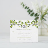 Summer Green Knotted Liebe Trees Wedding RSVP Card Karte (Stehend Vorderseite)
