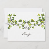 Summer Green Knotted Liebe Trees Wedding RSVP Card Karte (Rückseite)