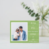 Summer Green Modern Foto Save the Date (Stehend Vorderseite)
