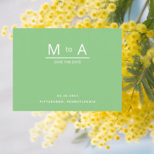 Summer Green Monogram Save the Date Postkarte