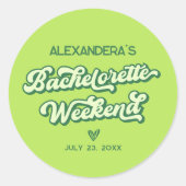 Summer Green Pool Party Bachelorette Gefallen Runder Aufkleber (Vorderseite)