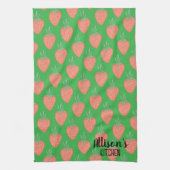 🍓 Summer Green+ Red Watercolor Erdbeermuster Geschirrtuch (Vertikal)