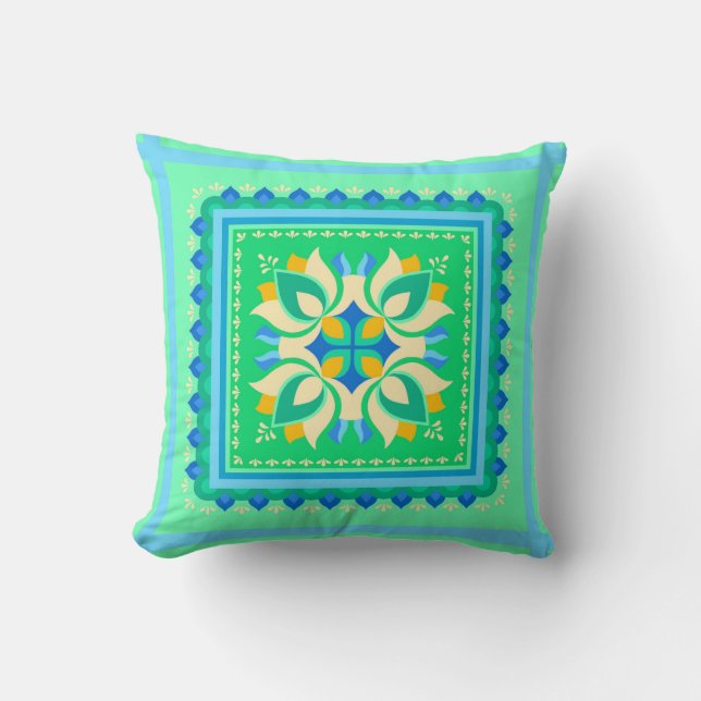 Summer Green Reversible Throw Kissen (Vorderseite)