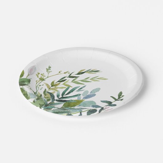 Summer Greenery Bouquet Wedding Pappteller (Schrägansicht)