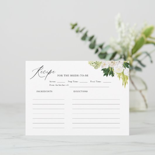 Summer Greenery Brautparty Rezept Begleitkarte (Stehend Vorderseite)