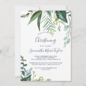 Summer Greenery Christening Einladung (Vorderseite)