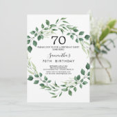 Summer Greenery Diamond Wreath 70. Geburtstag Einladung (Stehend Vorderseite)