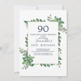 Summer Greenery Diamond Wreath 90. Geburtstag Einladung