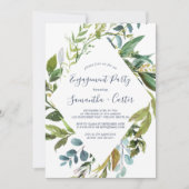 Summer Greenery Diamond Wreath Engagement Party Einladung (Vorderseite)
