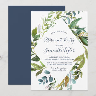 Summer Greenery Diamond Wreath Retirement Party Einladung