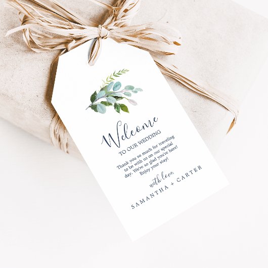 Summer Greenery Doppelseitige Hochzeit Willkommen Geschenkanhänger