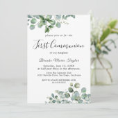 Summer Greenery Erste Kommunion Einladung (Stehend Vorderseite)