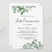 Summer Greenery Erste Kommunion Einladung (Vorne/Hinten)