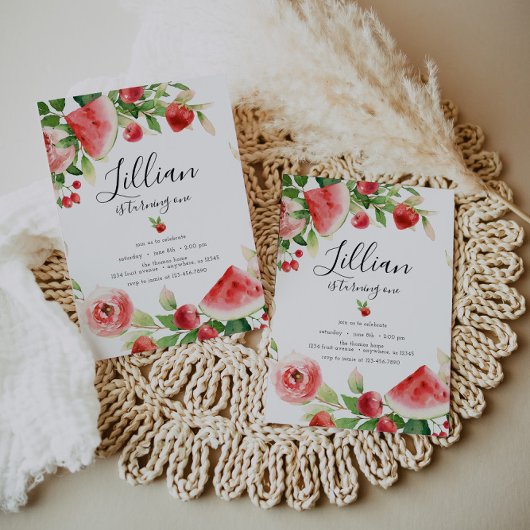 Summer Greenery Fruit Geburtstag Einladung