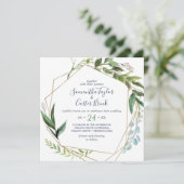 Summer Greenery Geometric Square Hochzeit Einladung (Stehend Vorderseite)