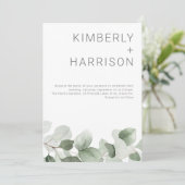 Summer Greenery: Moderne Sage Green Blätter Hochze Einladung (Stehend Vorderseite)