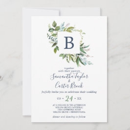 Summer Greenery Monogram Wedding Einladung