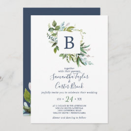 Summer Greenery Monogram Wedding Einladung