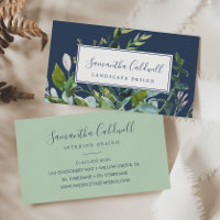 Summer Greenery | Navy Business Card