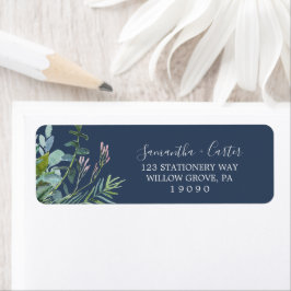 Summer Greenery | Navy Return Address Label