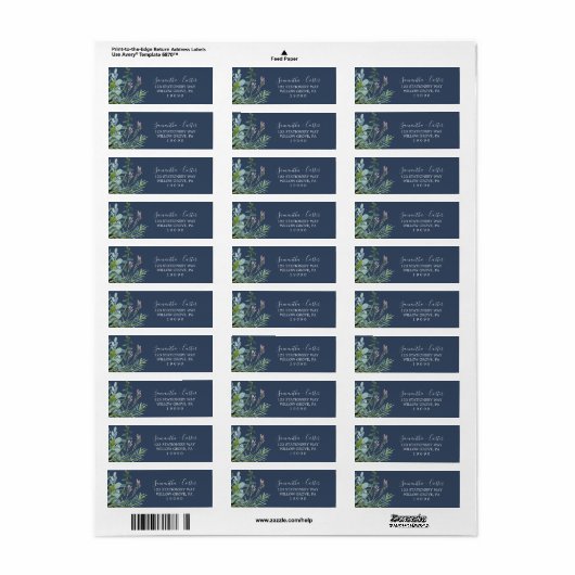 Summer Greenery | Navy Return Address Label (Vorne)