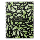 Summer Greenery Personalisiert Black Spiral Notizblock (Vorderseite)