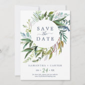 Summer Greenery | Rosa Save the Date (Vorderseite)