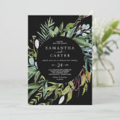 Summer Greenery | Schwarze Lässige Hochzeitseinlad Einladung (Stehend Vorderseite)