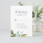 Summer Greenery Simple RSVP Card (Stehend Vorderseite)