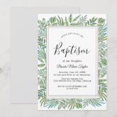 Summer Greenery Taufe Einladung (Vorne/Hinten)