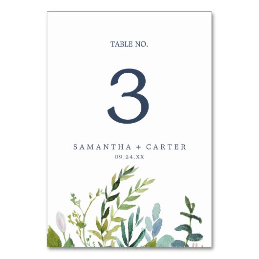 Summer Greenery Tischnummer (Rückseite)