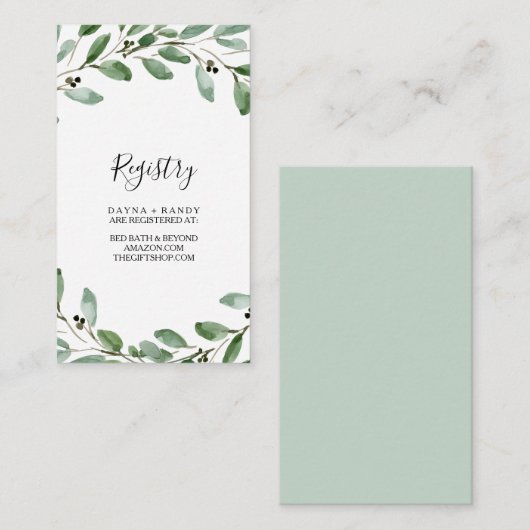 Summer Greenery Tropical Eucalyptus Gift Registry Begleitkarte (Vorne/Hinten)