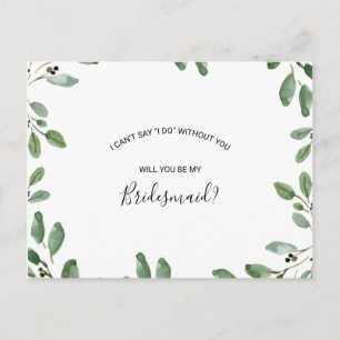 Summer Greenery Tropical Eukalyptus Bridesmaid Einladungspostkarte