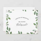 Summer Greenery Tropical Eukalyptus Bridesmaid Einladungspostkarte (Vorne/Hinten)