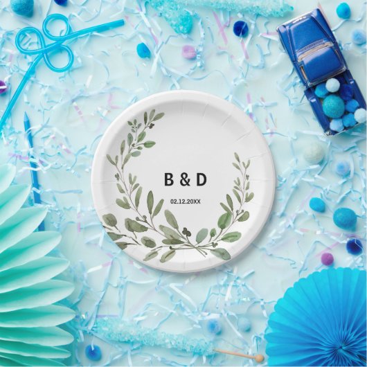 Summer Greenery Tropical Eukalyptus Wedding Pappteller (Party)