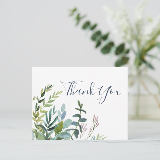 Summer Greenery Vielen Dank Postcard Postkarte (Stehend Vorderseite)
