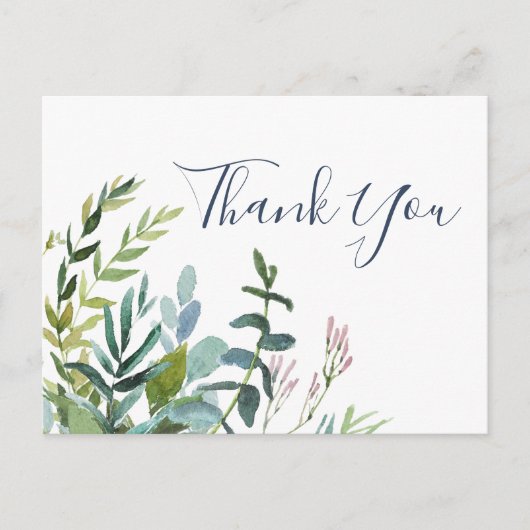 Summer Greenery Vielen Dank Postcard Postkarte (Vorderseite)