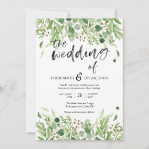 Summer Greenery Watercolor Hochzeit Einladung