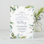 Summer Greenery Wedding Einladung (Stehend Vorderseite)